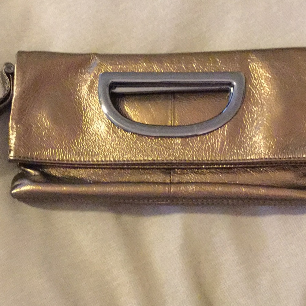 Hobo bronze leather wristlet